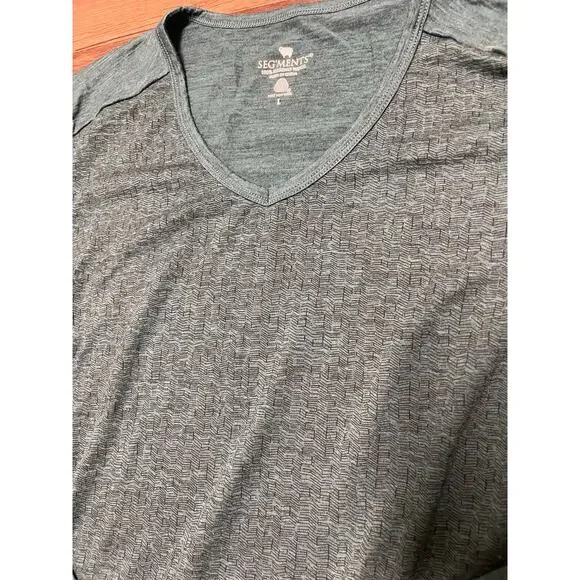 Segments Merino Wool V Neck Long Sleeve Base Layer Top Women L Teal Green Hiking - Picture 6 of 10